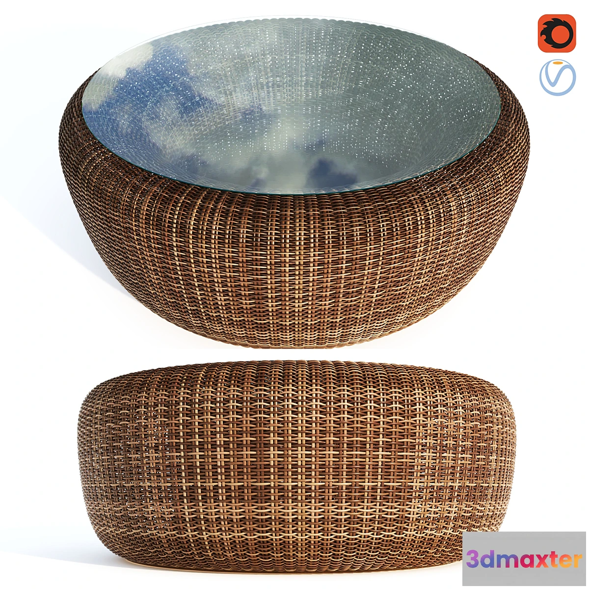 1317191 - Rattan table Kiwi - No.3 3D Max