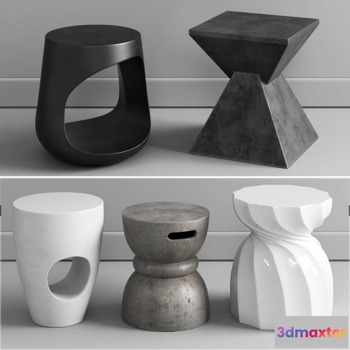 1318038 - Coco Republic Concrete Stools 3D Max