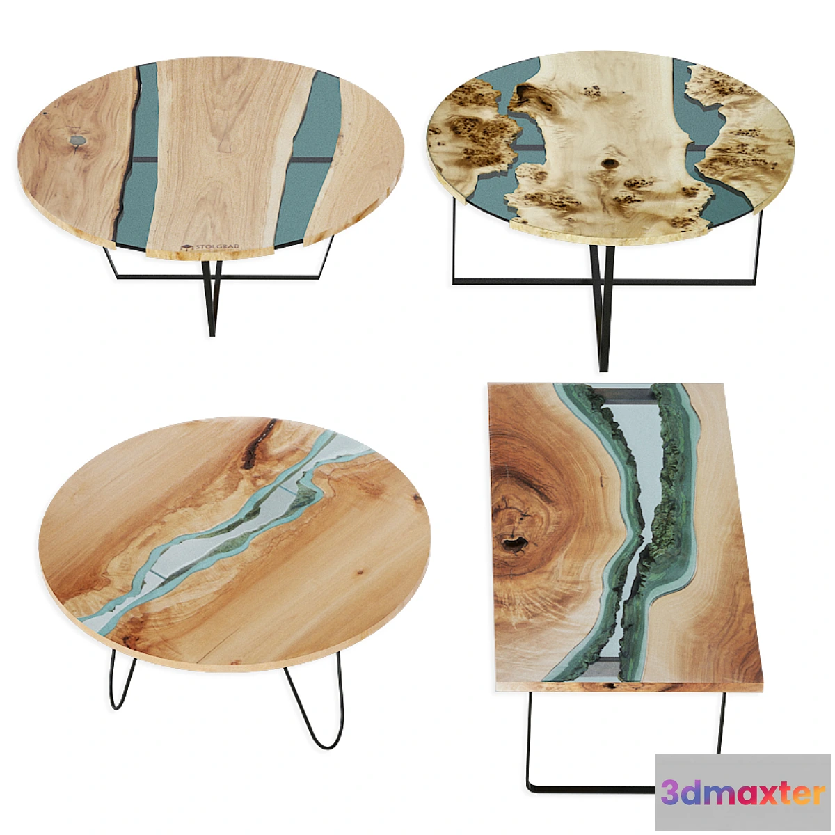 1318733 - Slab tables set river 3D Max