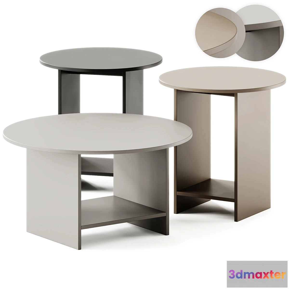 1330158 - e15 HEIJI Round Coffee Tables set - No.2 3D Max
