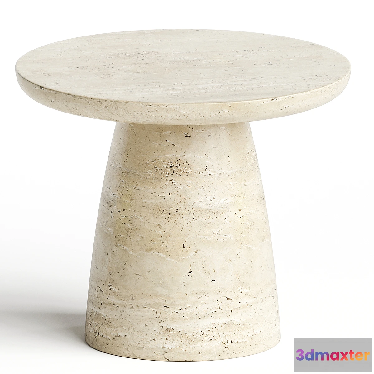 1330218 - Contemporary Minimal Round Coffee Side Table in Travertine Stone Natural Pores - No.2 3D Max