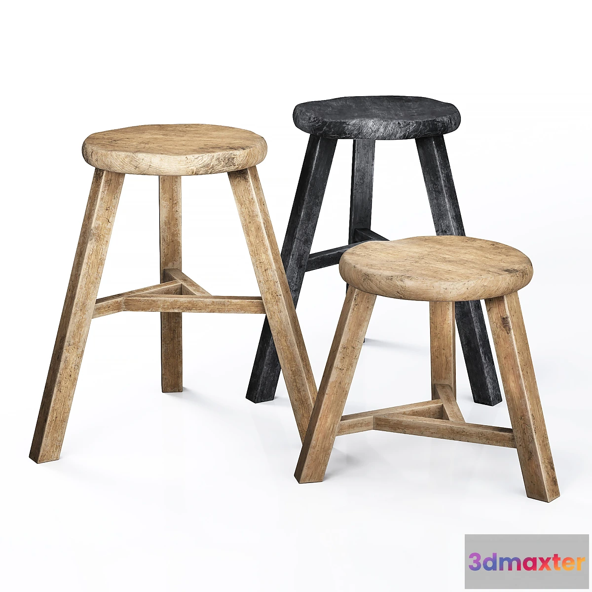 1336409 - Wooden Accent Stool 01 3D Max
