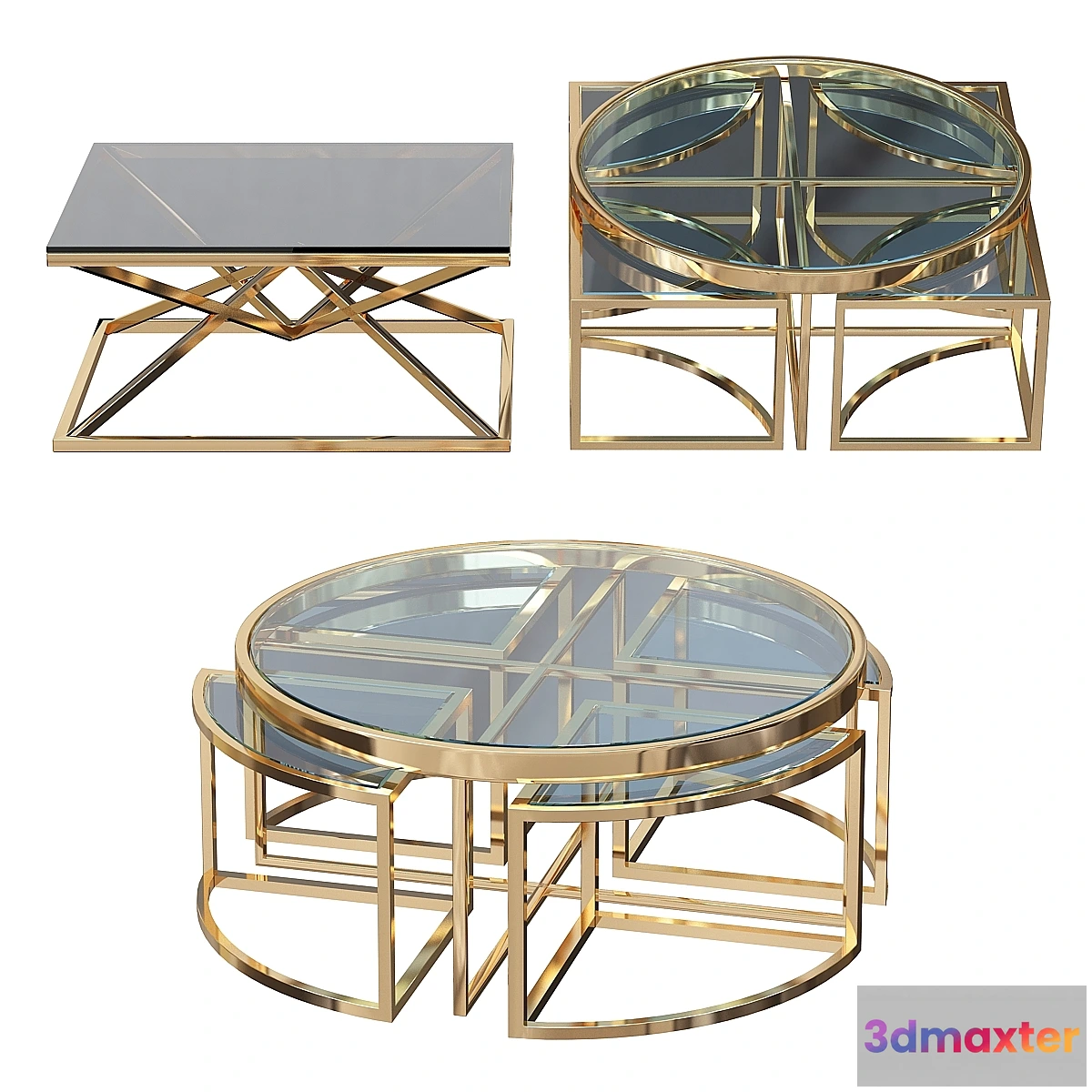 1346454 - Coffee table Eichholtz Coffee Table Padova Gold 3D Max