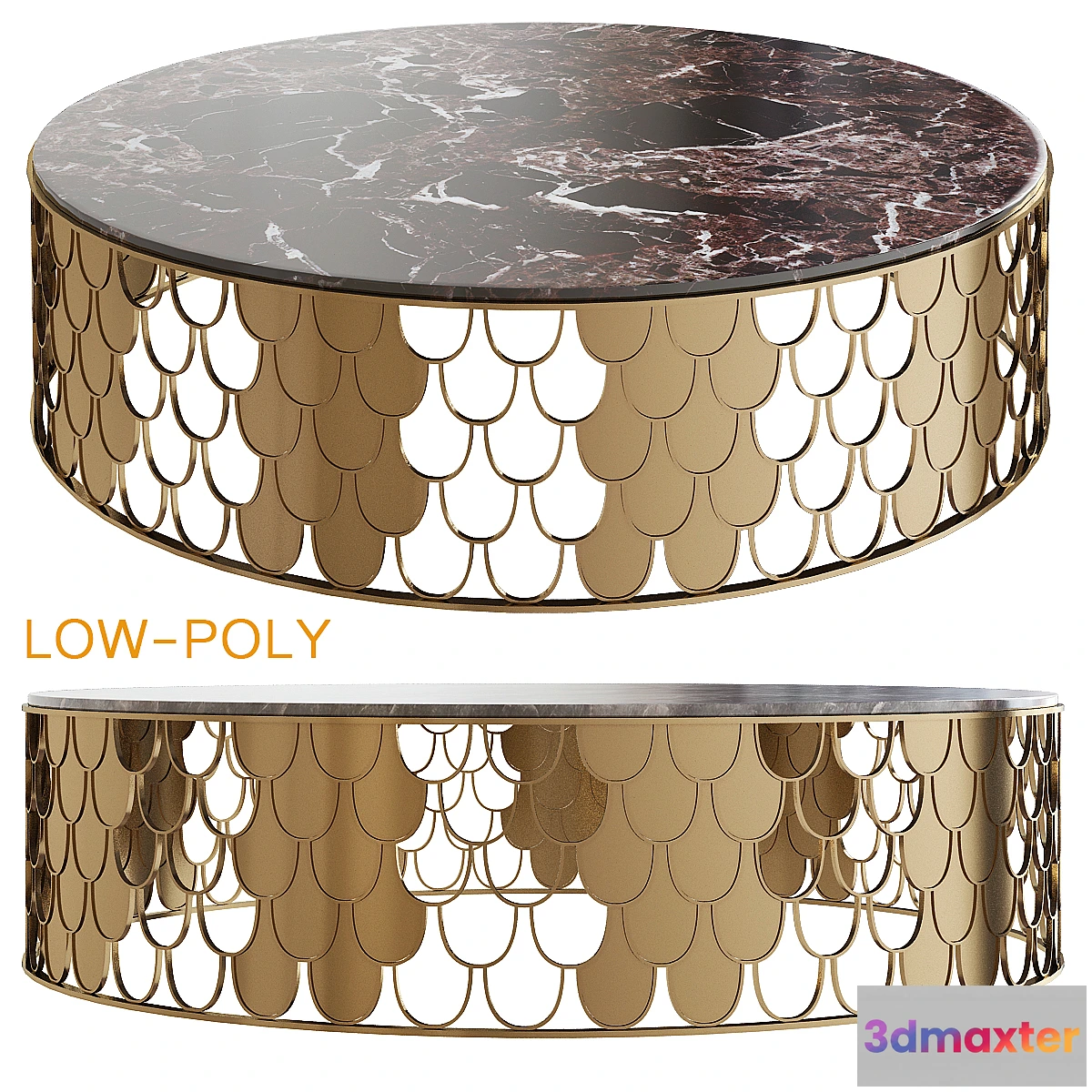 1349416 - Copper Scalloped Coffee Table Eichholtz 3D Max