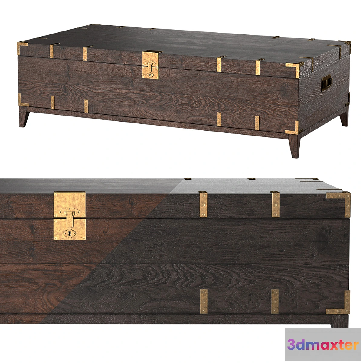 1354523 - CAYDEN CAMPAIGN RECTANGULAR TRUNK TABLE Dark 3D Max