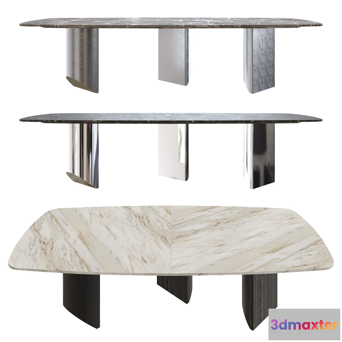 1394340 - Minotti Wedge Barrel-Shaped Marble Top 3D Max