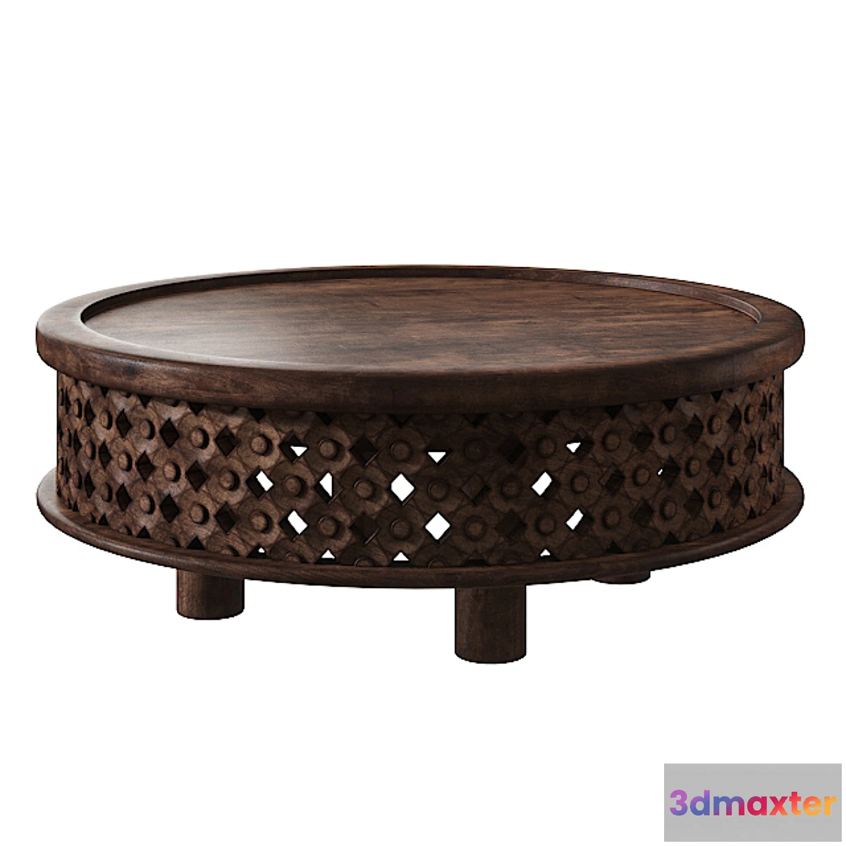 1396304 - West Elm Carved Wood Coffee Table 3D Max