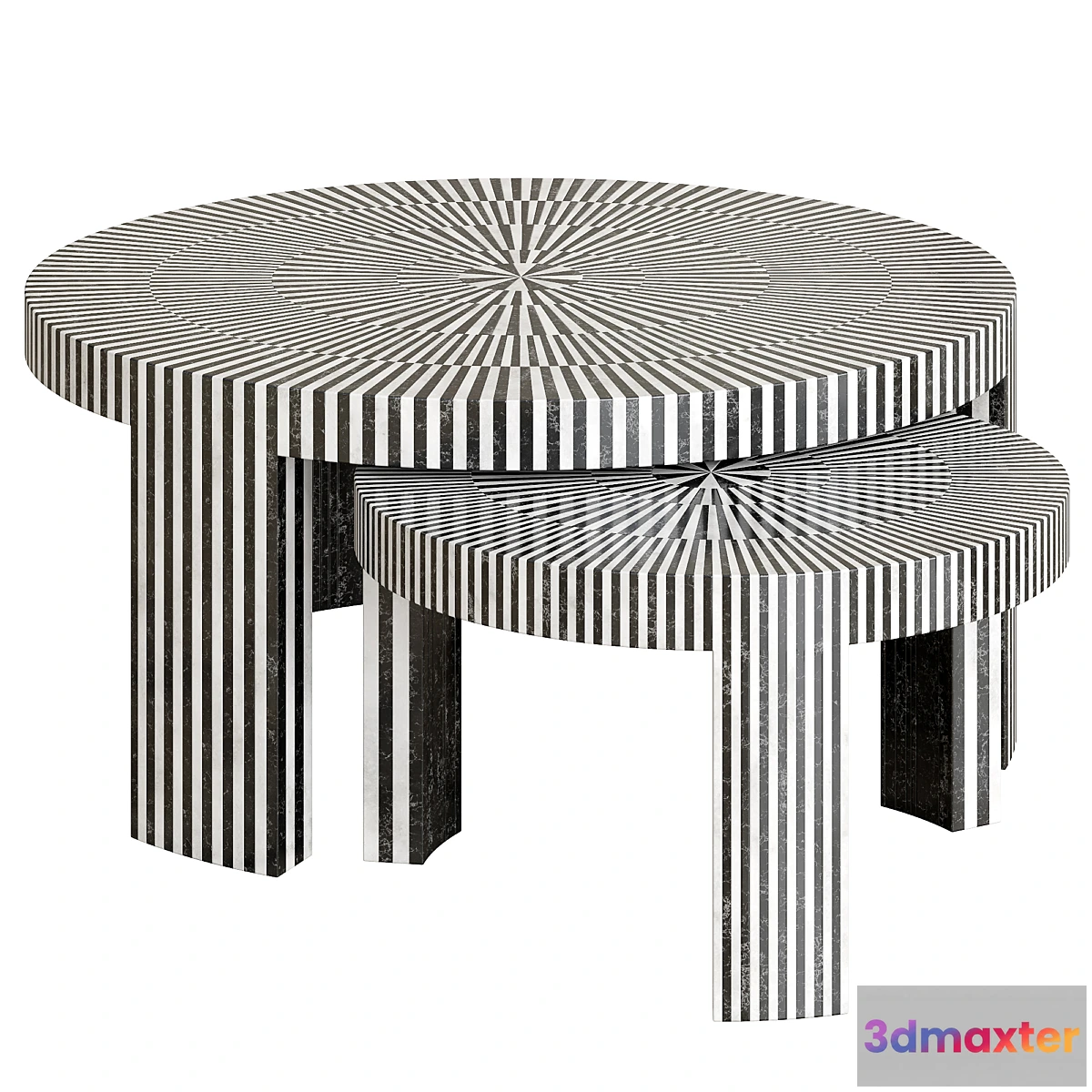 1412296 - Marble Striped Nesting Coffee Table Sets Fnct-1420-Mklg 3D Max