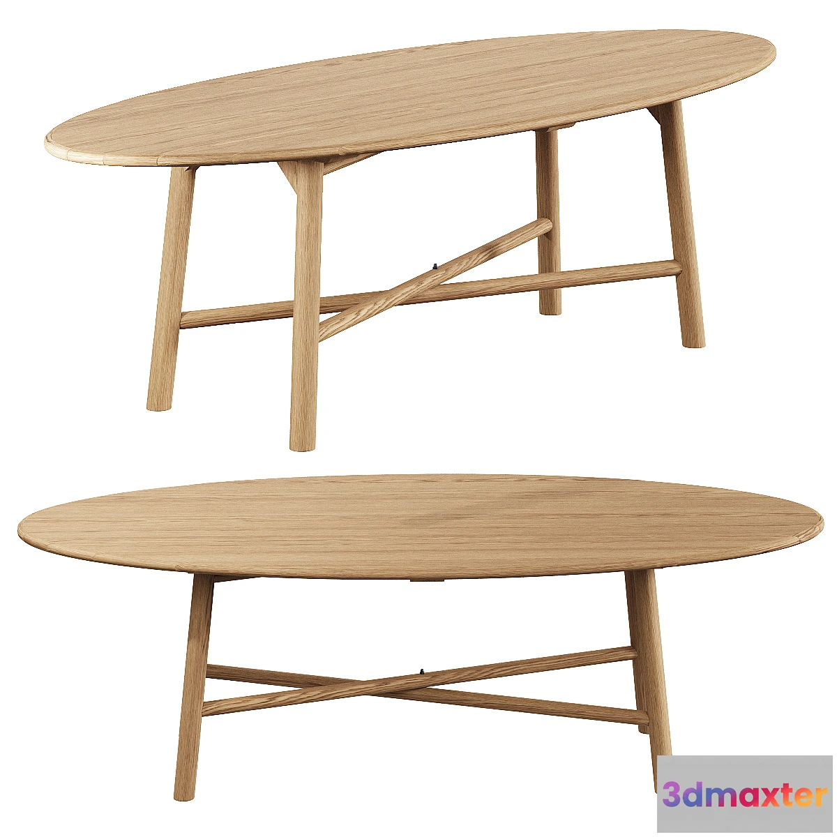 1413252 - Surfboard Oak Oval Dining Table 3D Max
