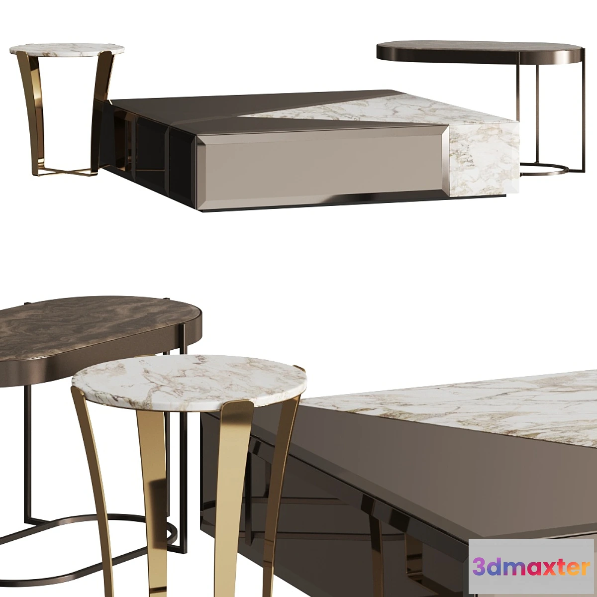 1422592 - Opera Contemporary Coffee & Side Tables Set 3D Max