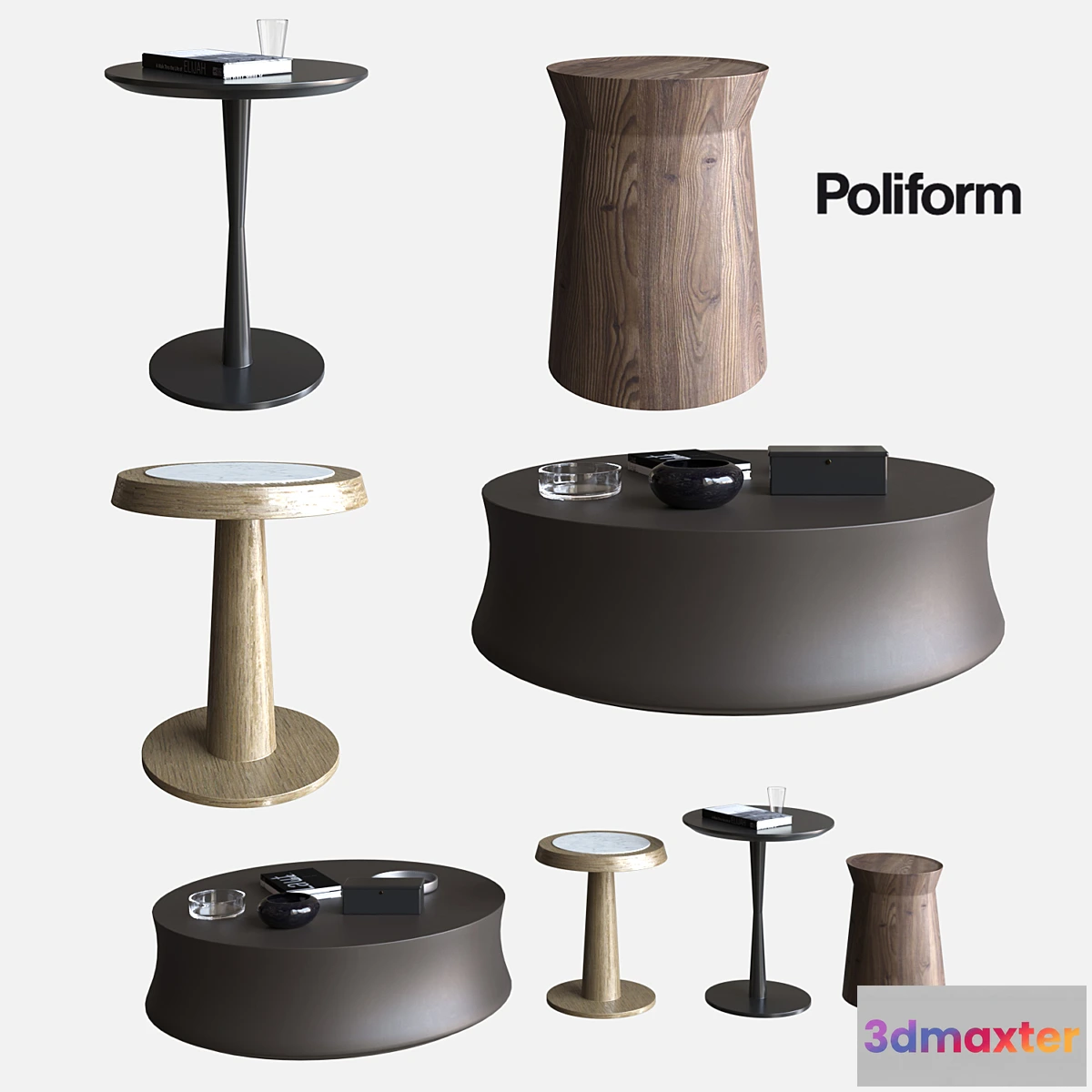 1424506 - POLIFORM COFFEE TABLES DAMA & SOORI & FLUTE & ANNA 3D Max