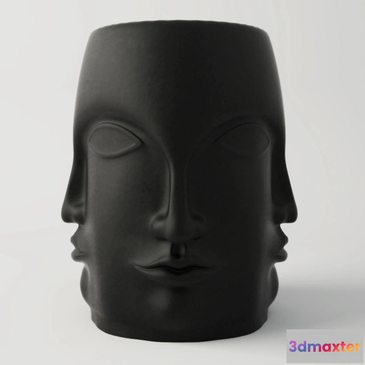 1430236 - Black Carved Faces Garden Stool 3D Max