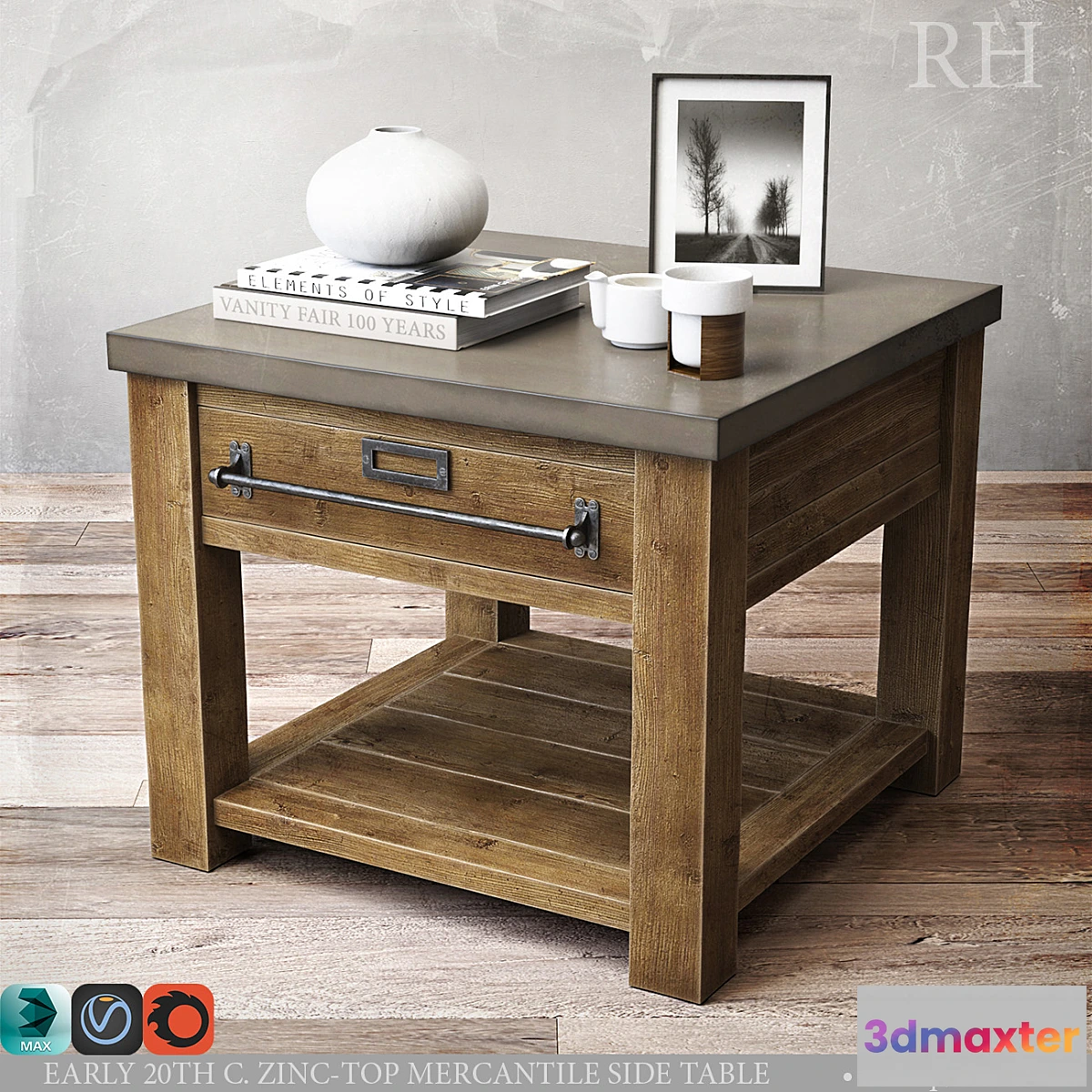 1432488 - ZINC-TOP MERCANTILE SIDE TABLE 28sq 3D Max