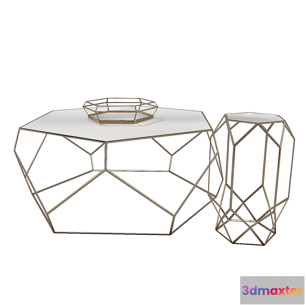 1442546 - Platonic Antique Gold Side Table 3D Max