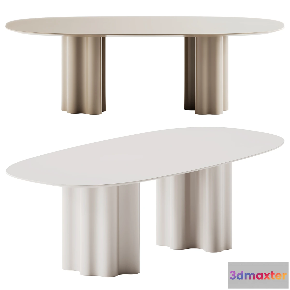 1442790 - Saba Italia Teatro Magico Oval Table Separate bases 3D Max
