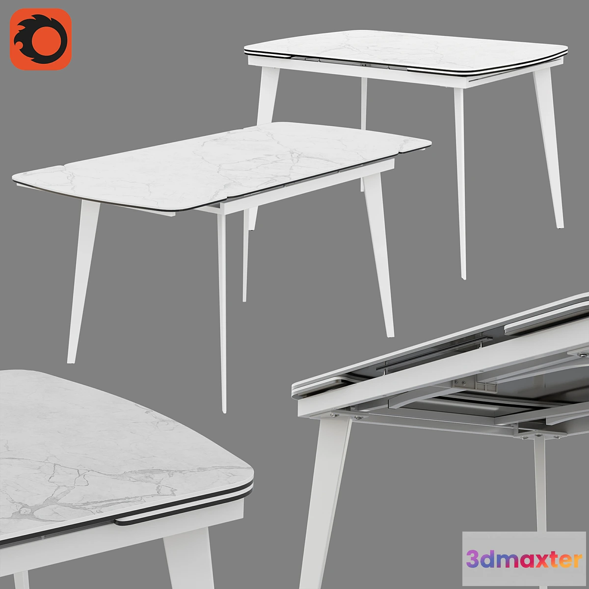 1444444 - Table Eliot 120 High Gloss Statuario 3D Max