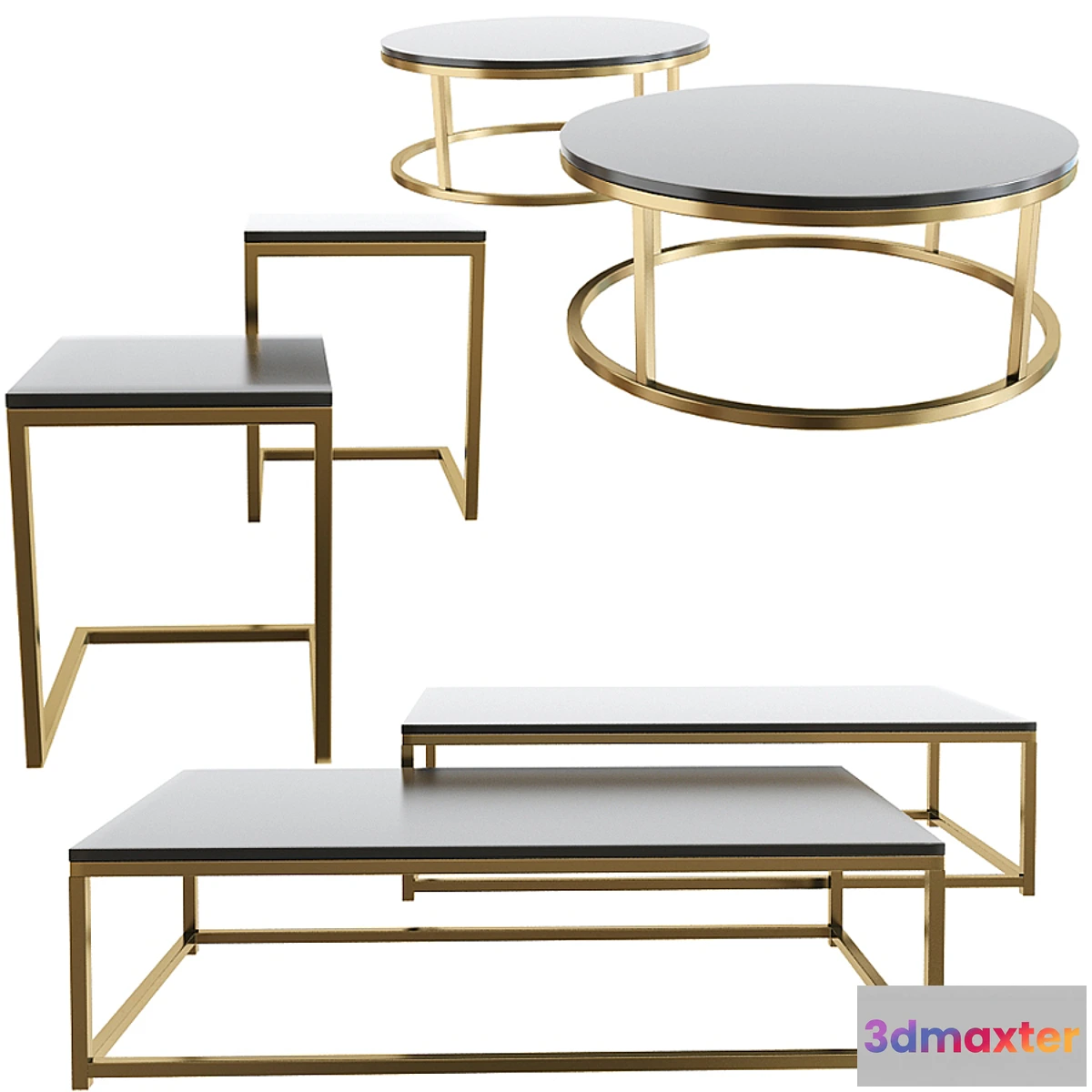 1445992 - Smart Round & Rectangle Marble Coffee Table 3D Max