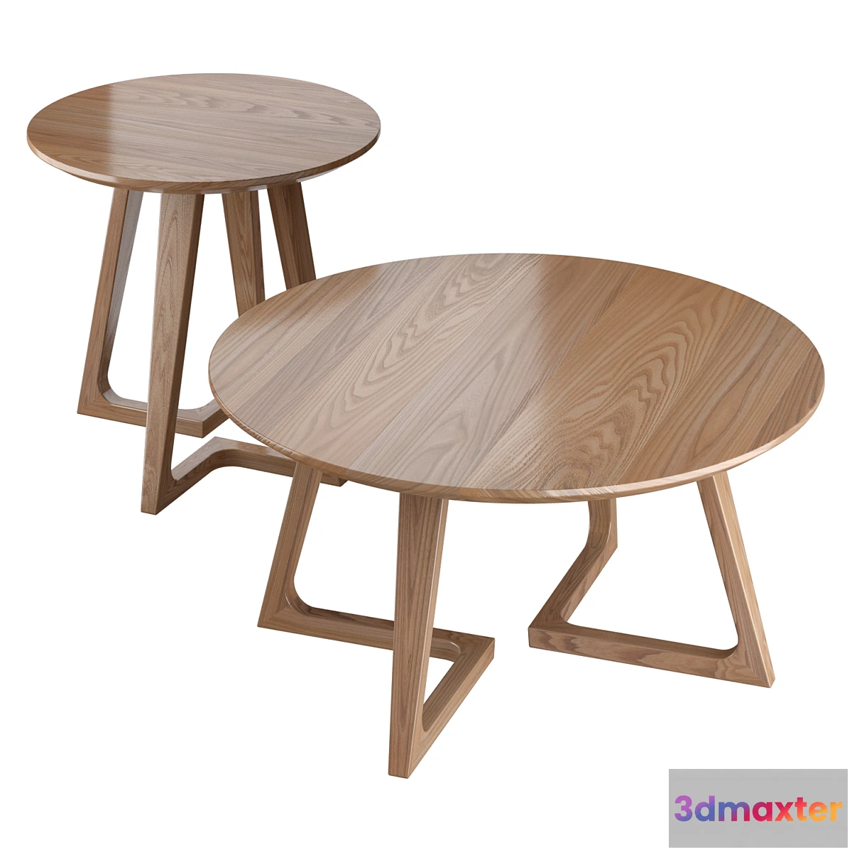 1452472 - American-style household solid wood round coffee table 3D Max