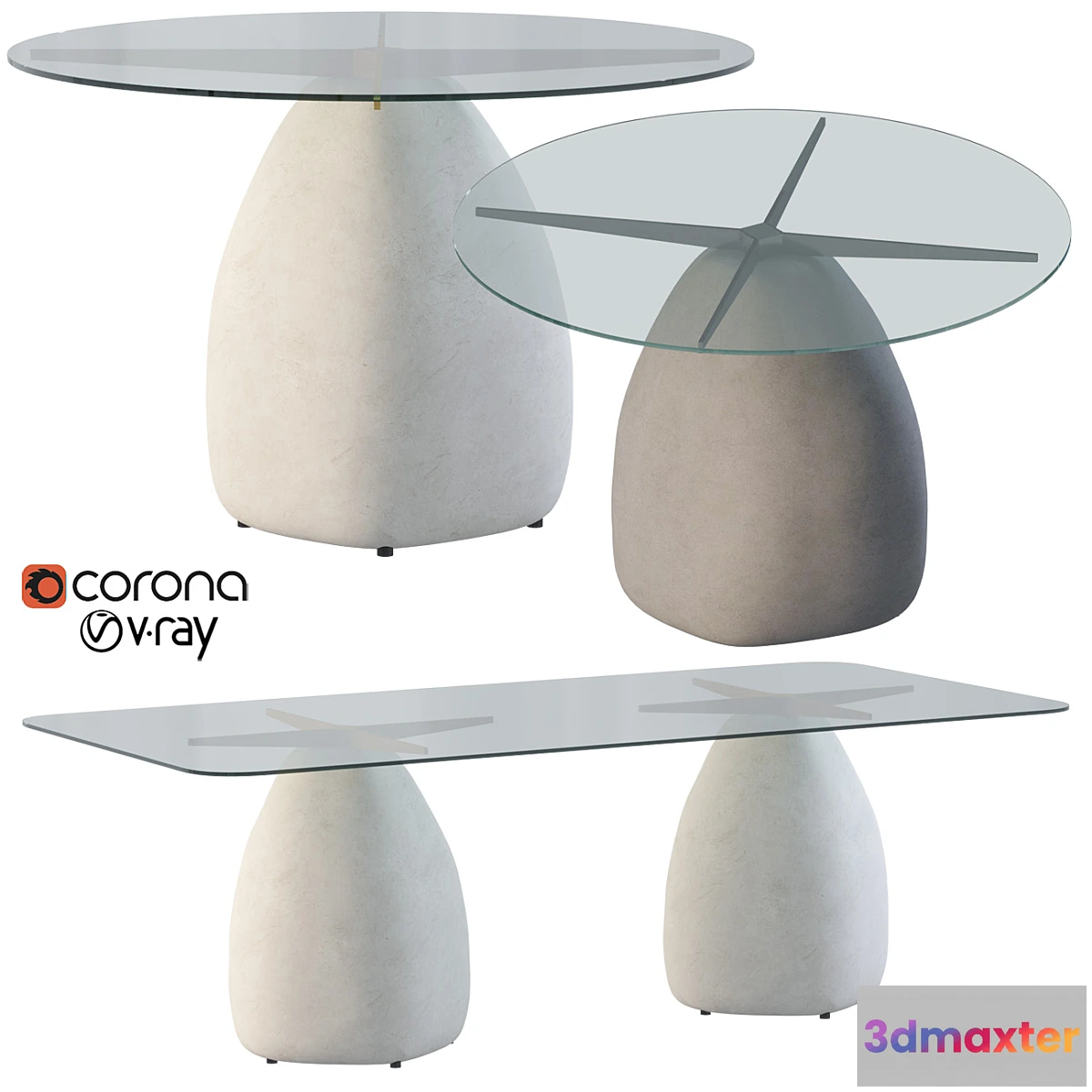 1452624 - STONE GRAY DINING TABLES CB2 3D Max