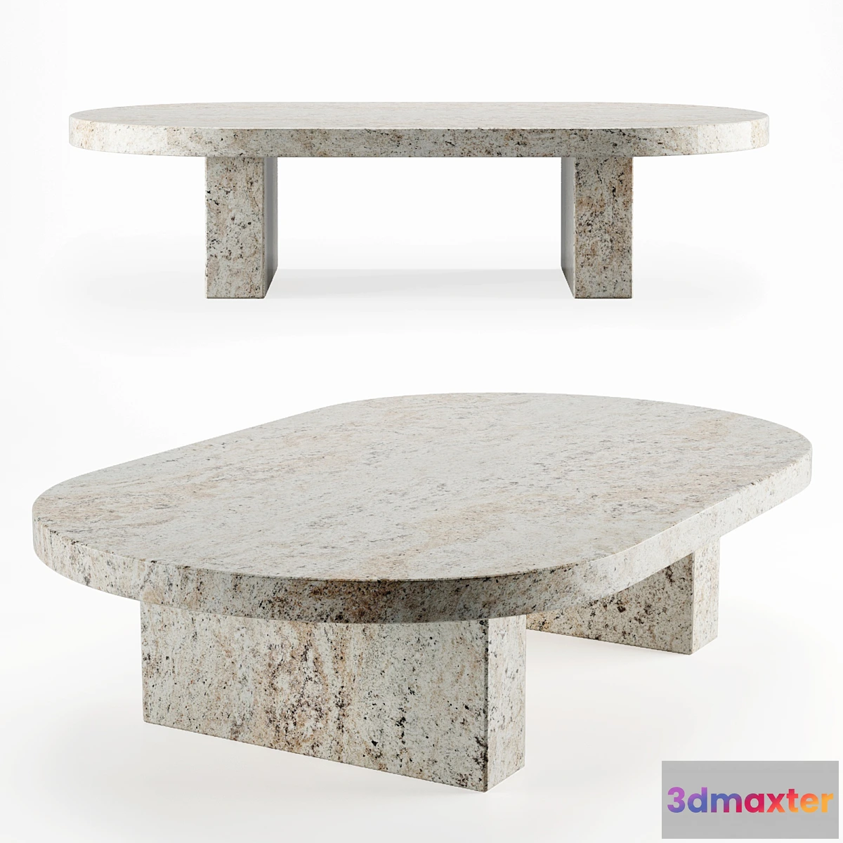 1456504 - Vintage travertine oval coffee table 3D Max
