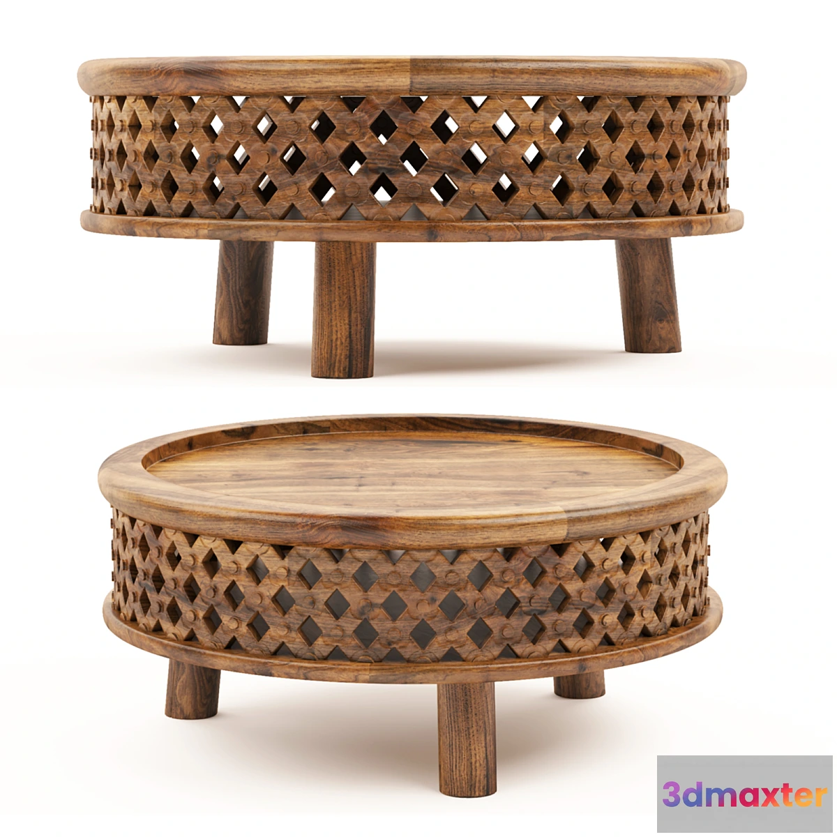 1469358 - Elm Carved Wood Coffee Table 3D Max