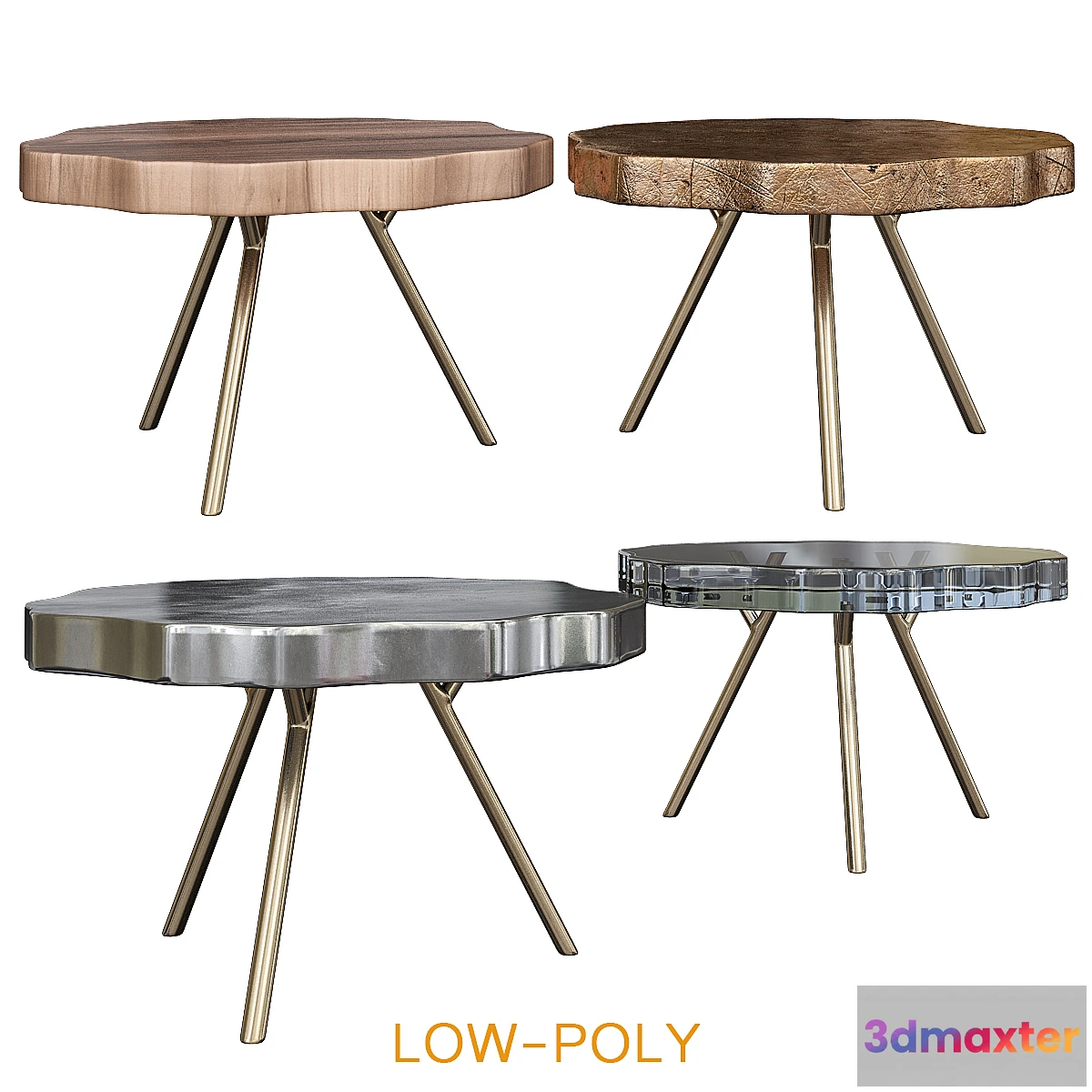 1470456 - Trio Petrified Coffee Table 3D Max