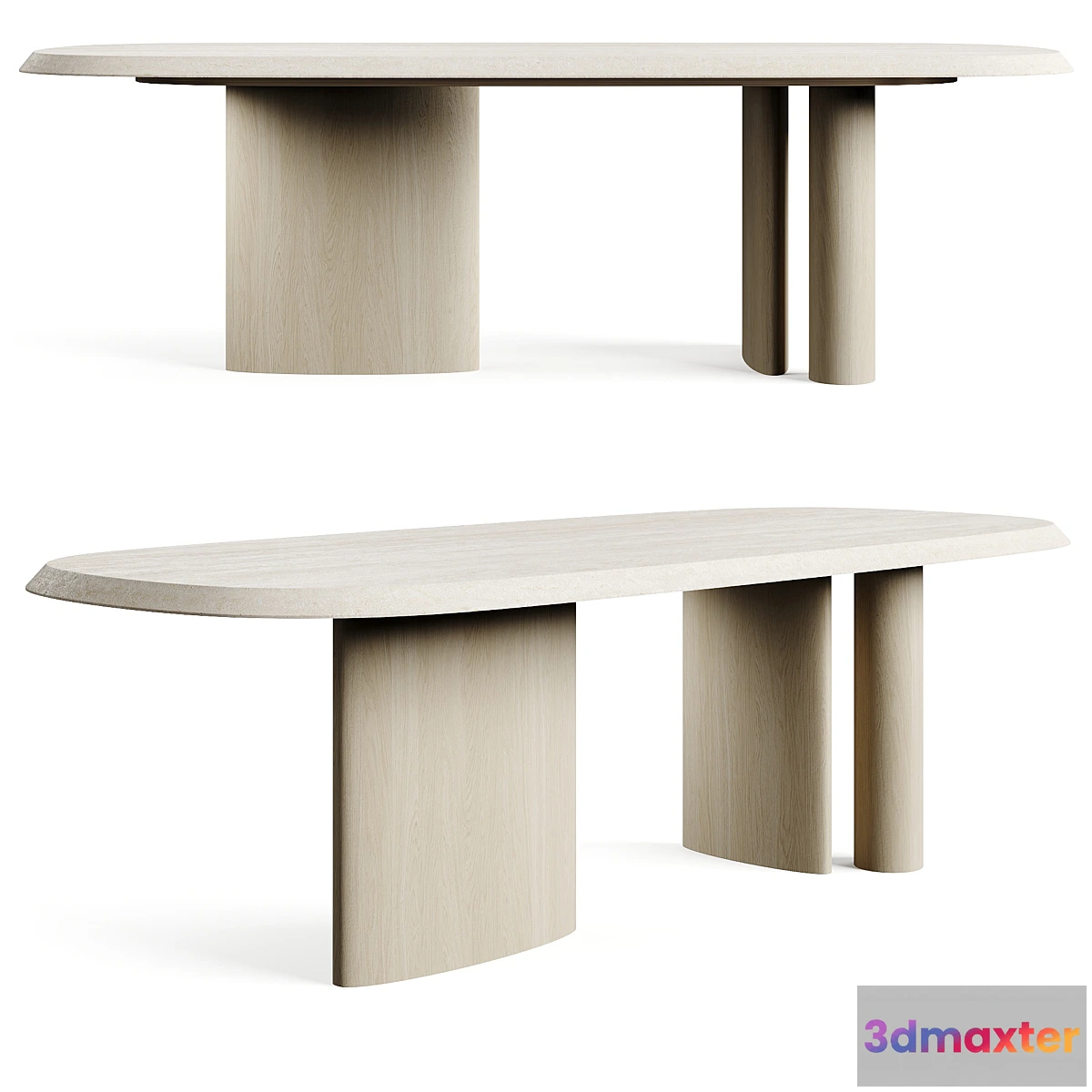 1473886 - Bonaldo Padiglioni 2024 Travertino Dining Table 3D Max