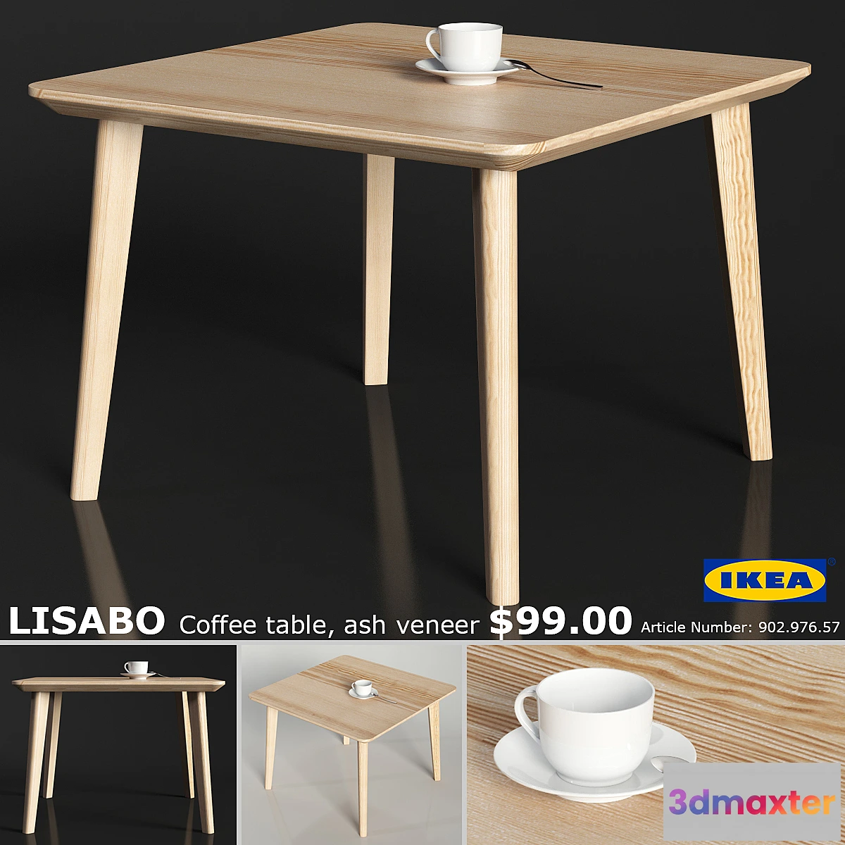 1476136 - IKEA LISABO coffe table 70cm 3D Max