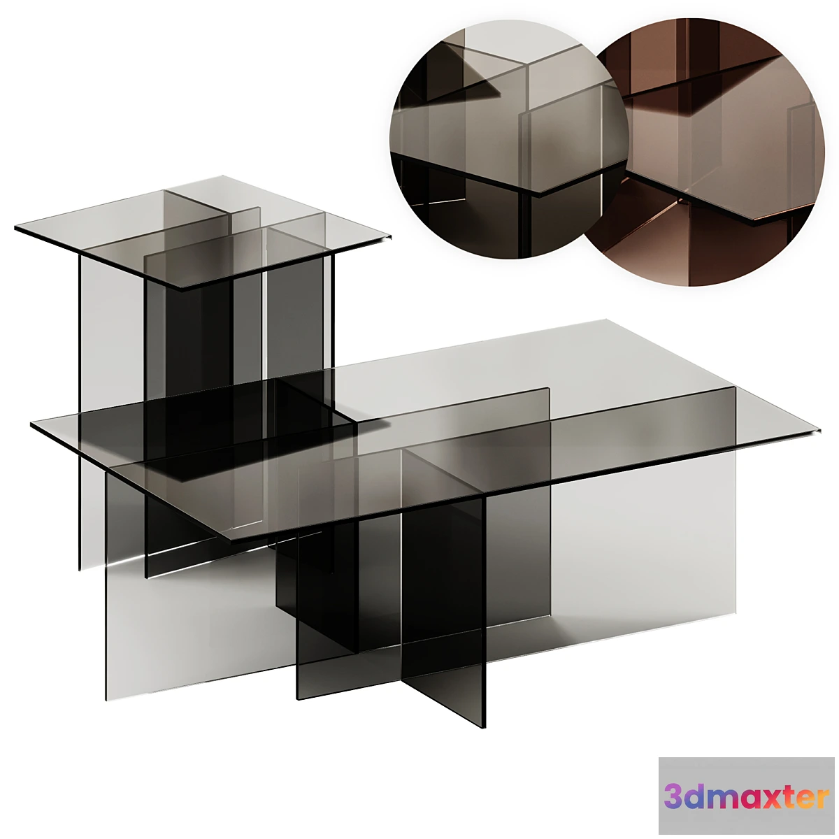 1477750 - Westwing Collection Anouk Glass Side and Coffee Table 3D Max