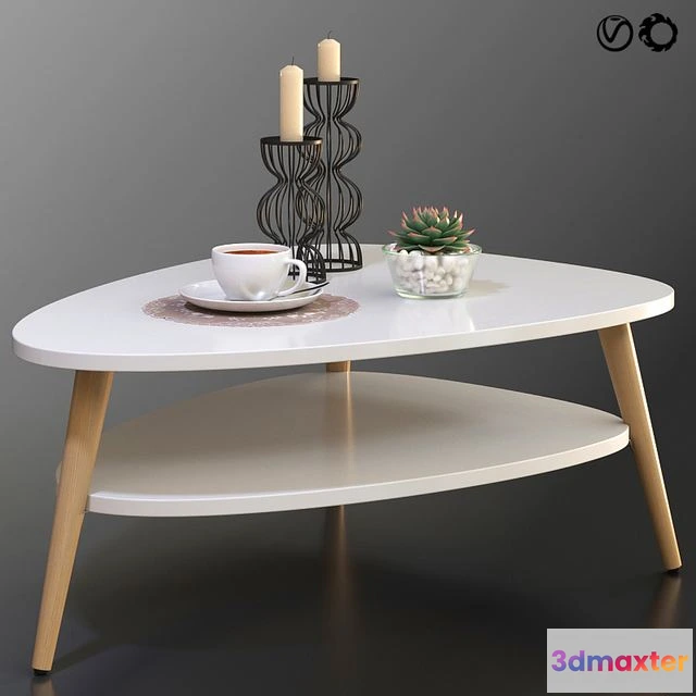 1541571 - Coffee table Jimi La Redoute + decorative set 3D Max