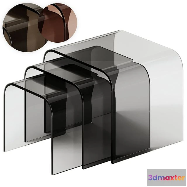 1545424 - Tonin Casa ANEMONE Glass coffee tables Set 3D Max