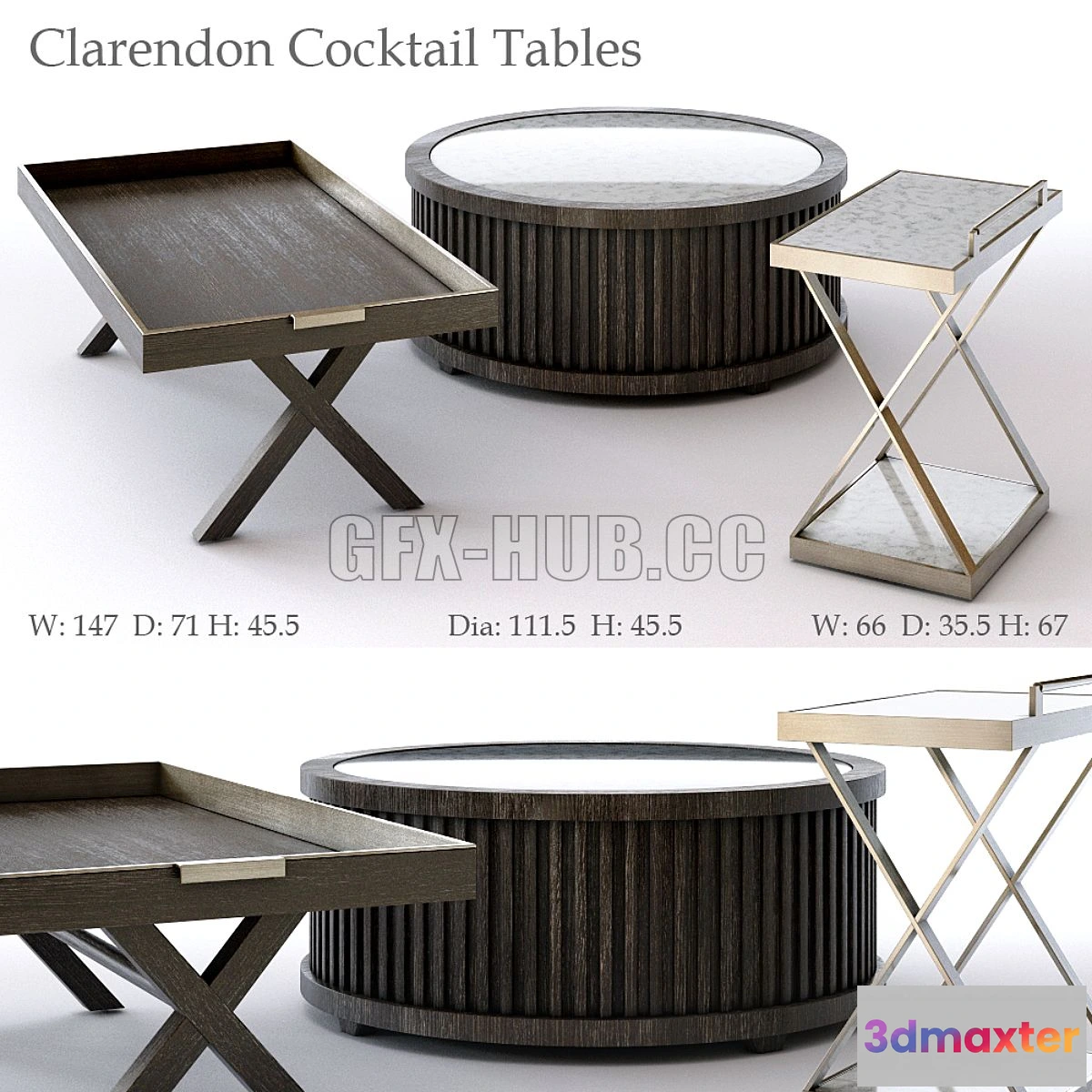 1546417 - Bernhardt Clarendon Cocktail Tables 3D Max