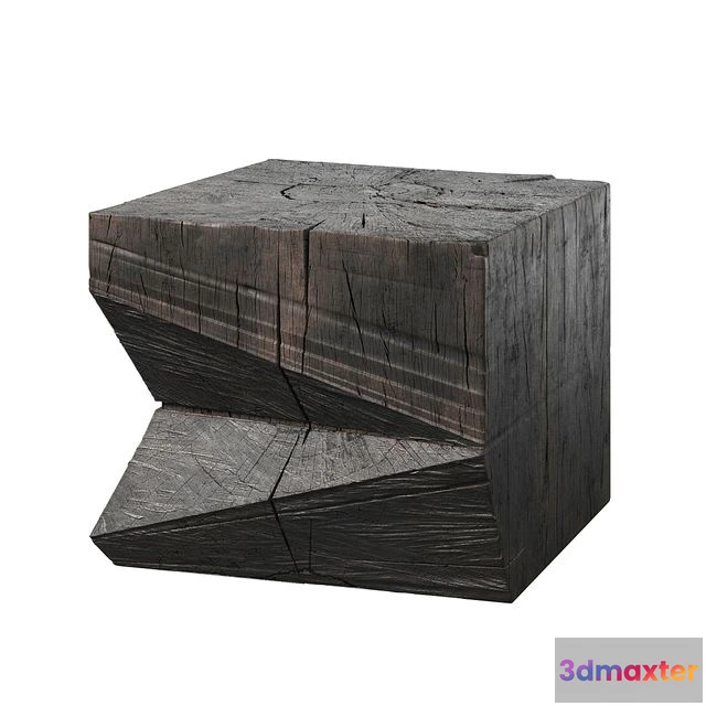 1553705 - 1st Dibs Sculpted Brutalist End Table CT 9 Solid Oak 3D Max