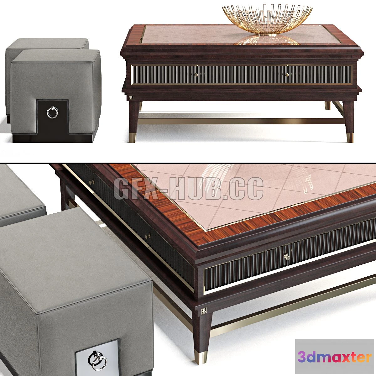 1568146 - Coffee table and pouf 3D Max