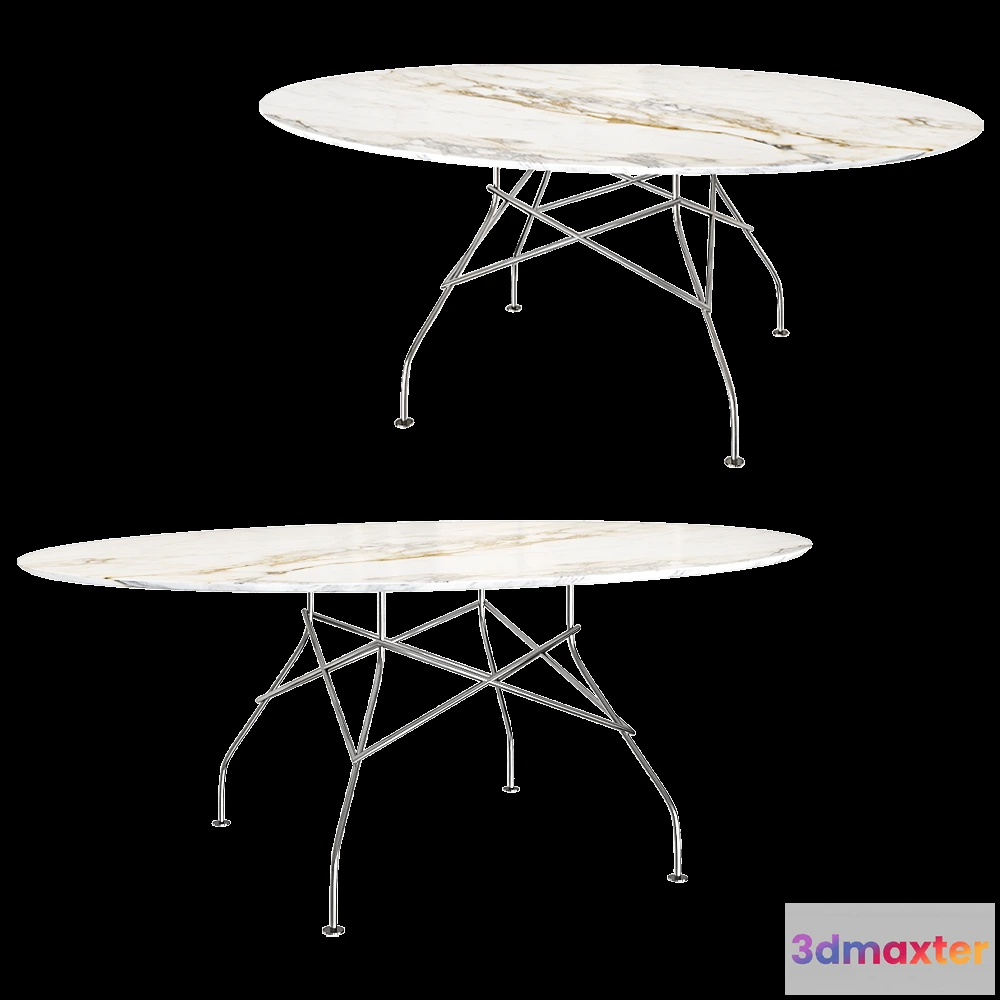 1638942 - Kartell - Dining table Glossy oval 3D Max