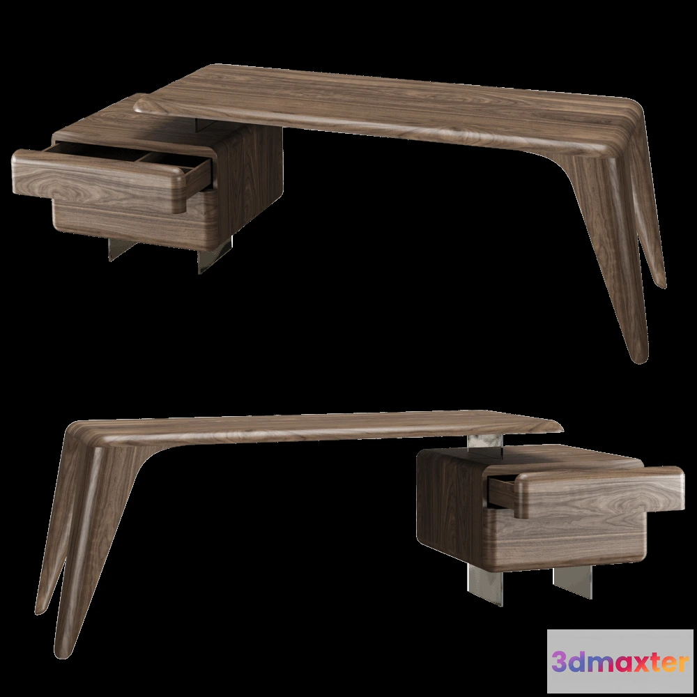 1639662 - Mozea - Desk Boomerang with small drawer unit 3D Max
