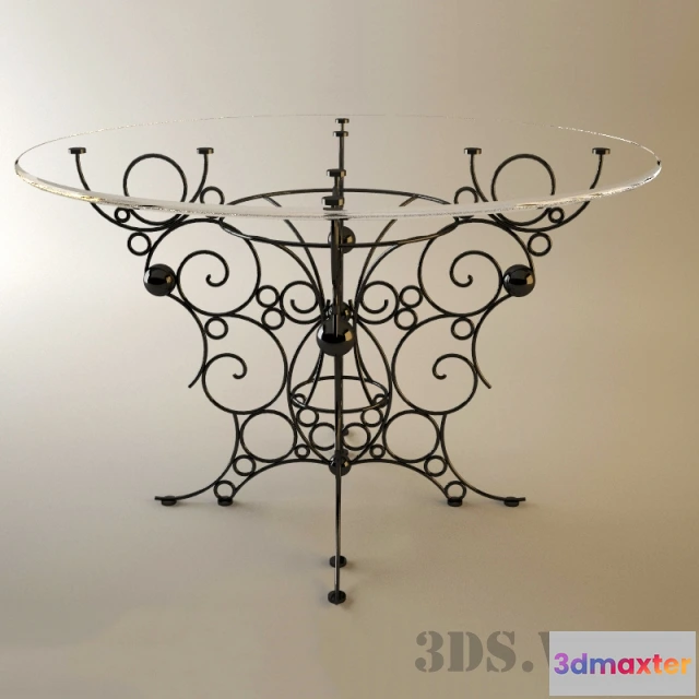 1642460 - furniture - Glass table with openwork legs 3D Max