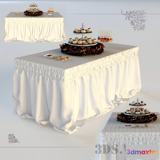 1642532 - furniture - Table with tablecloth 3D Max