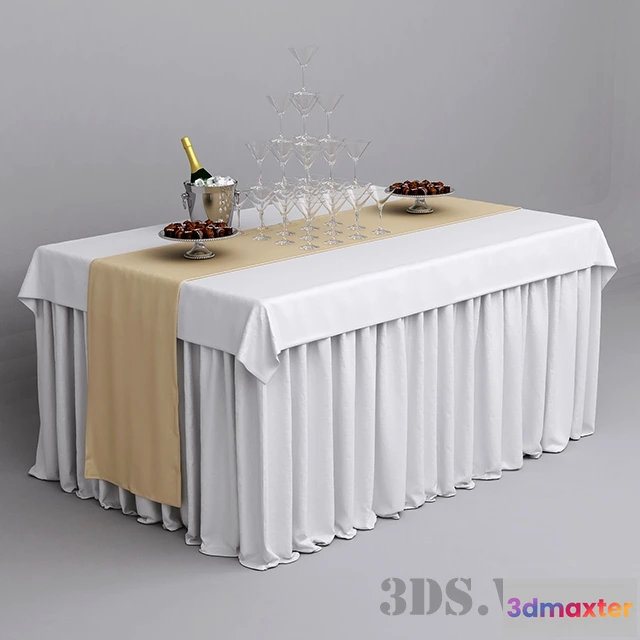 1642536 - furniture - Festive table setting with champagne 3D Max