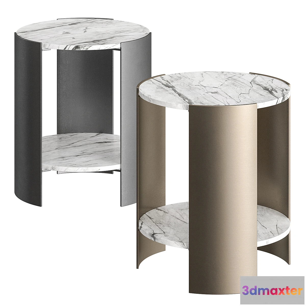 560809 - CB2 Beret Marble 2-Tier Side Table