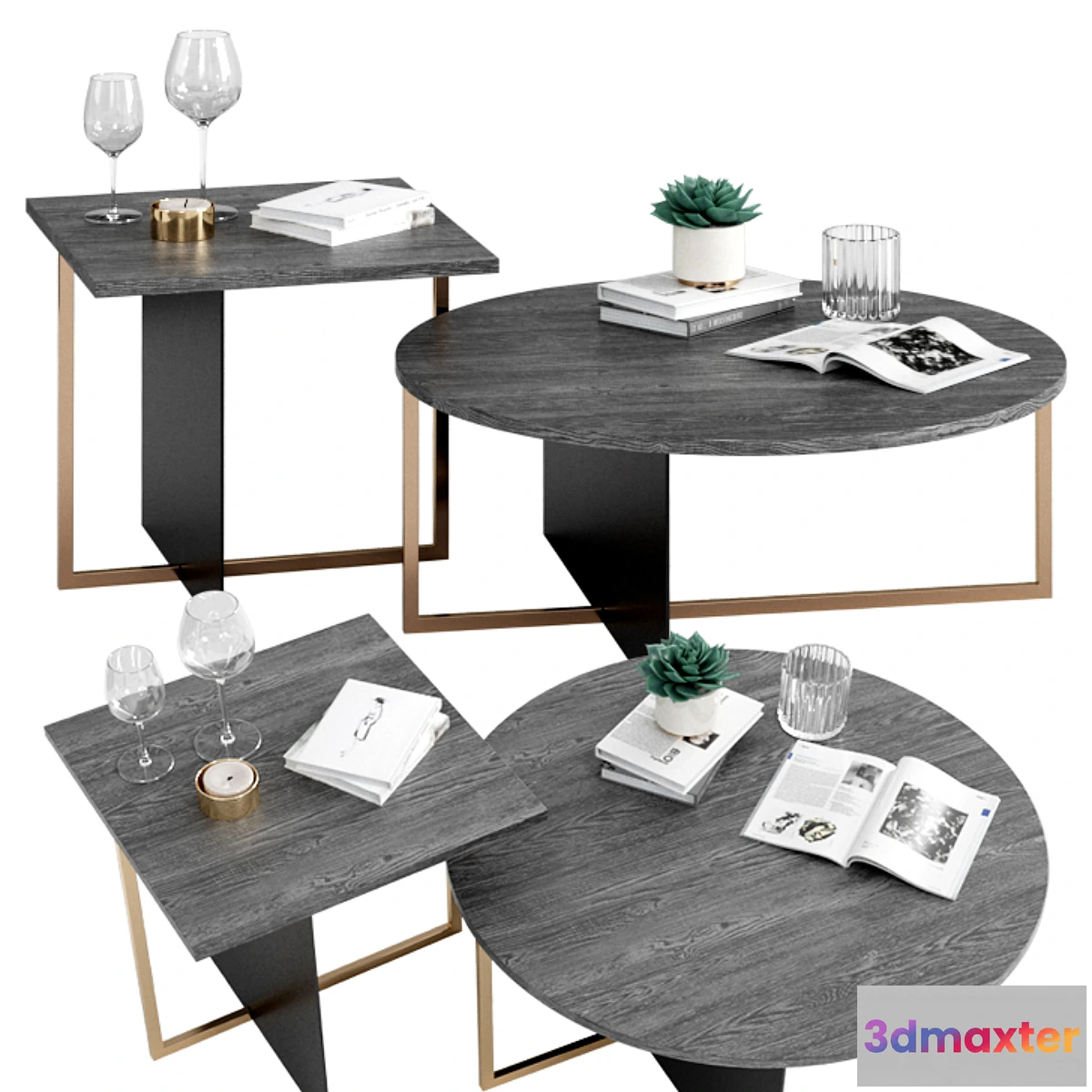 561089 - West Elm Korsa Oak + Copper Coffee & Side Table