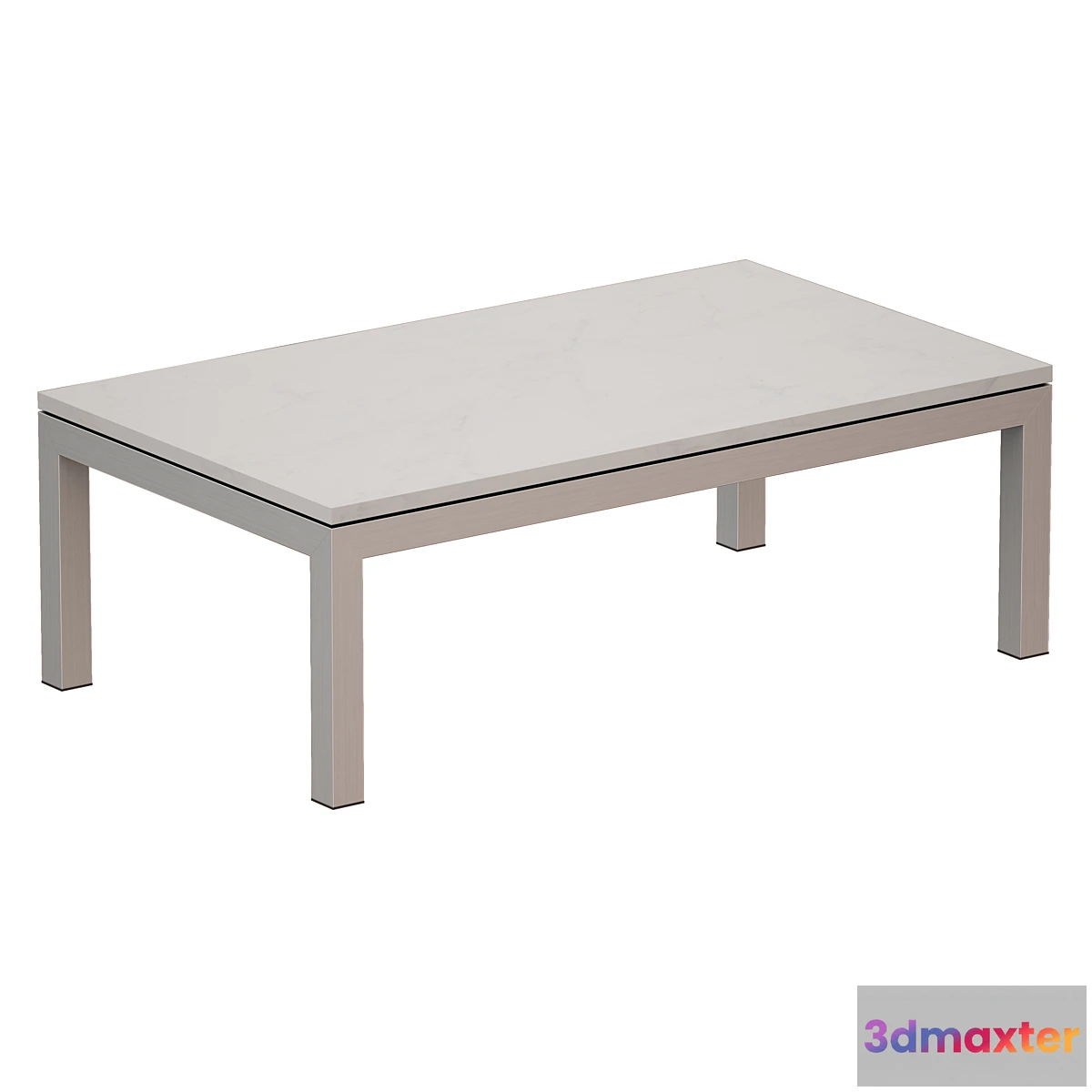 561787 - Parsons White Marble Top _ Stainless Steel Base 48×28 Small Rectangular Coffee Table (Crate and Barrel)