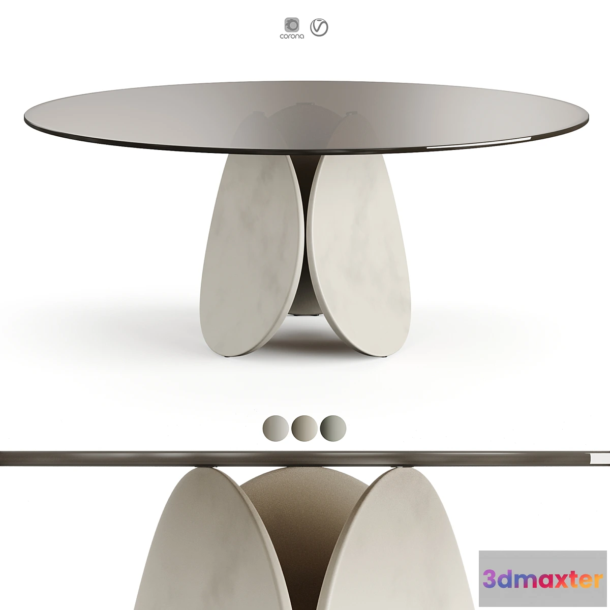 601613 - Cattelan Italia Maxim Argile Glass Table