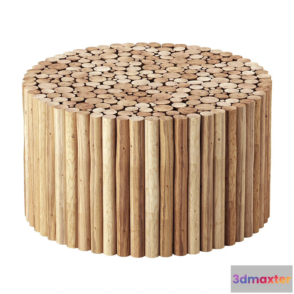 602669 - Levan Solid Wood Drum Coffee Table