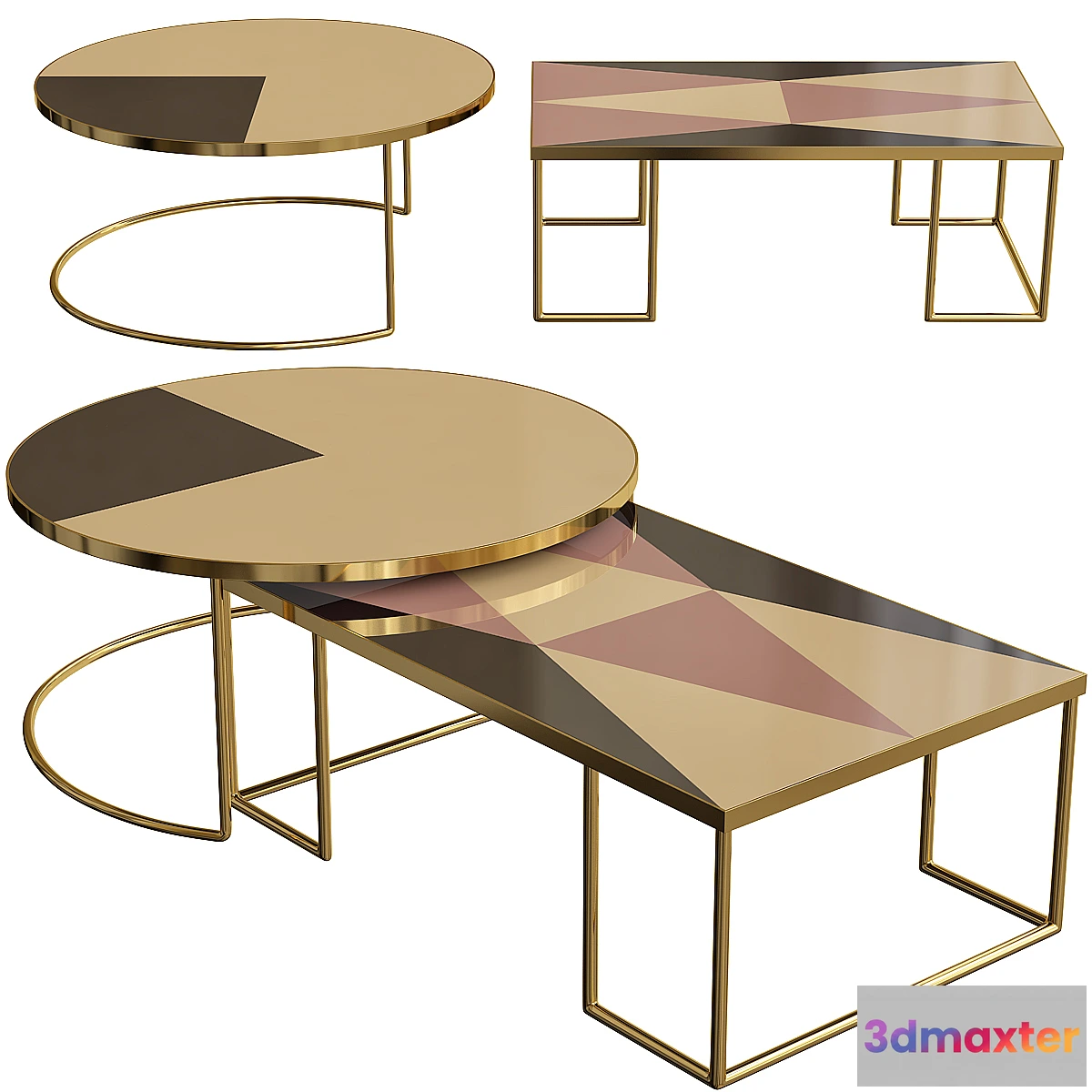 607241 - Geometric Bronze Coffee Table