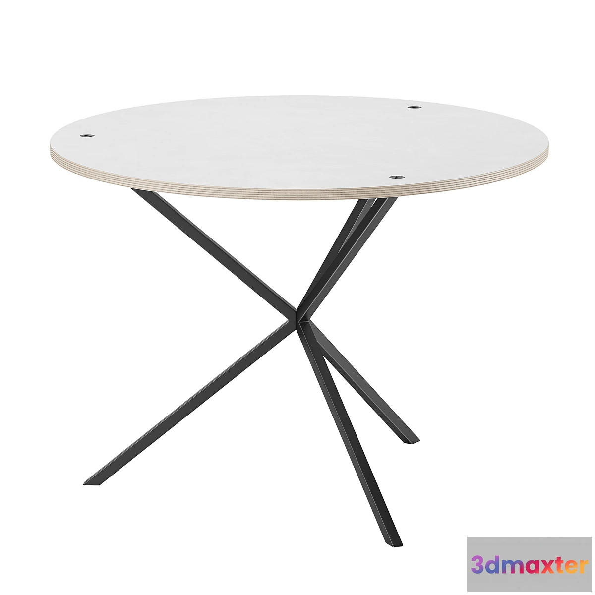 607369 - NEB Round Table White Laminate Black 1000×1000