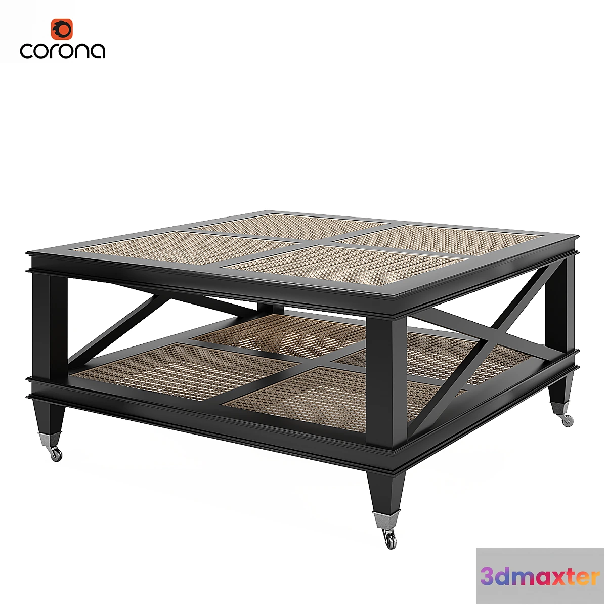 608649 - Jacqueline Wicker Shelves Coffee Table