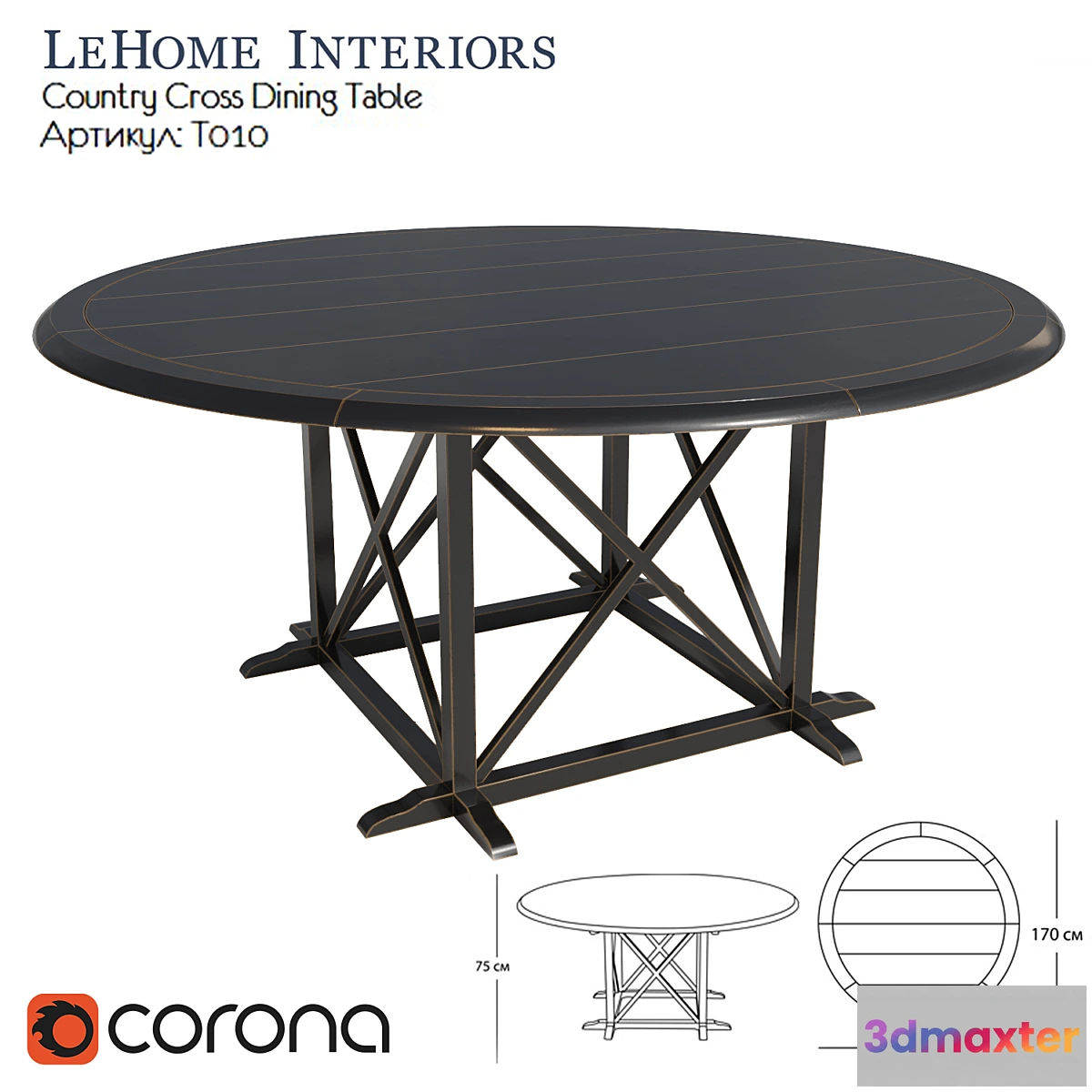 637315 - LeHome Country Cross Dining Table
