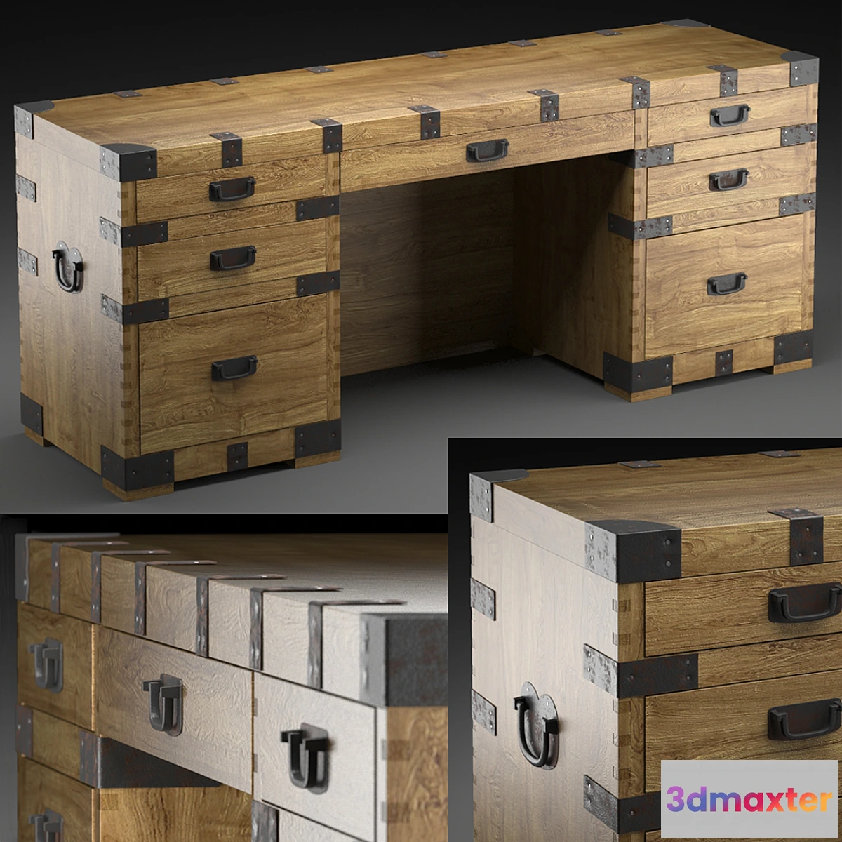 644045 - HEIRLOOM SILVER CHEST desk Restoration Hardware