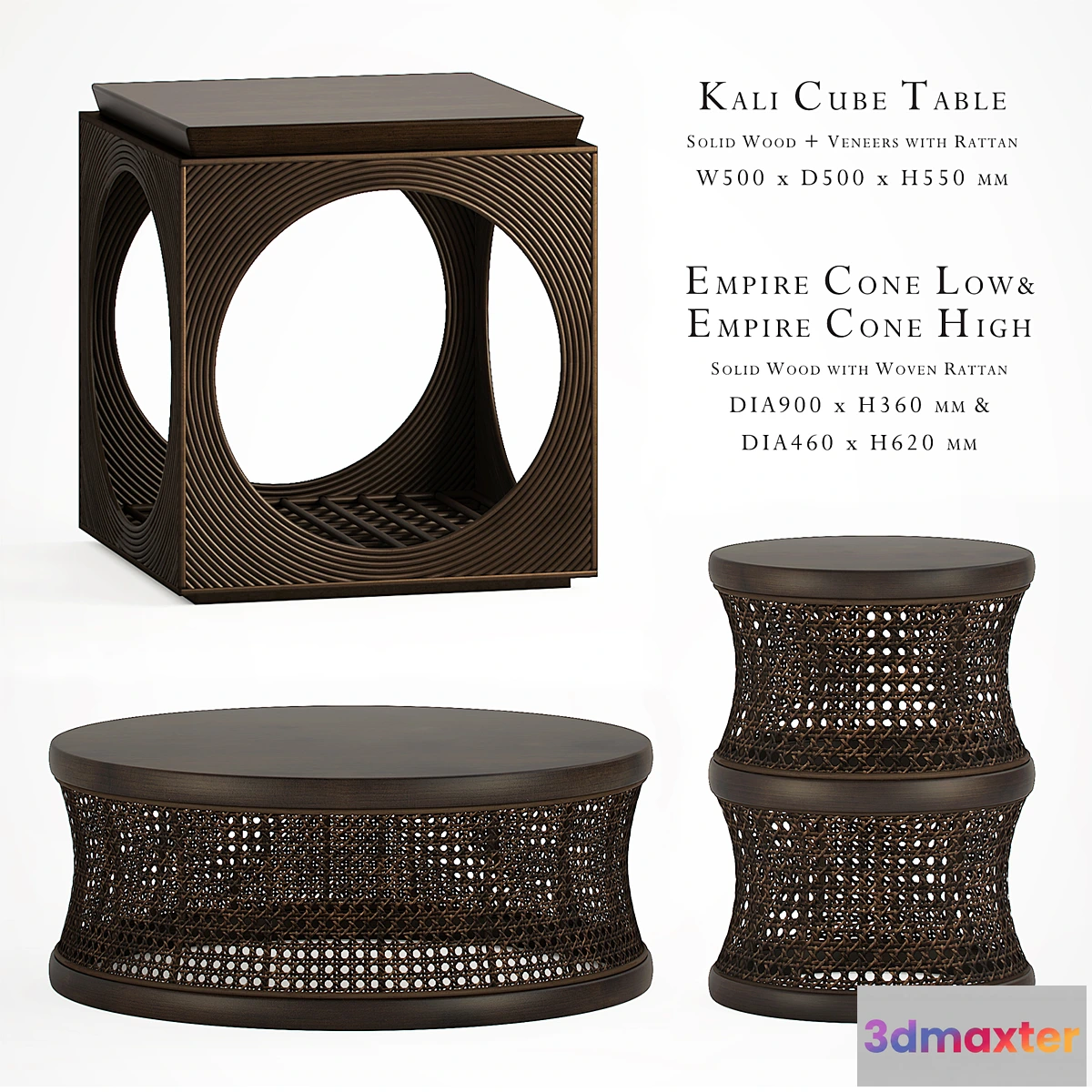 655537 - Box Living Empire Cone and Kali Cube Table